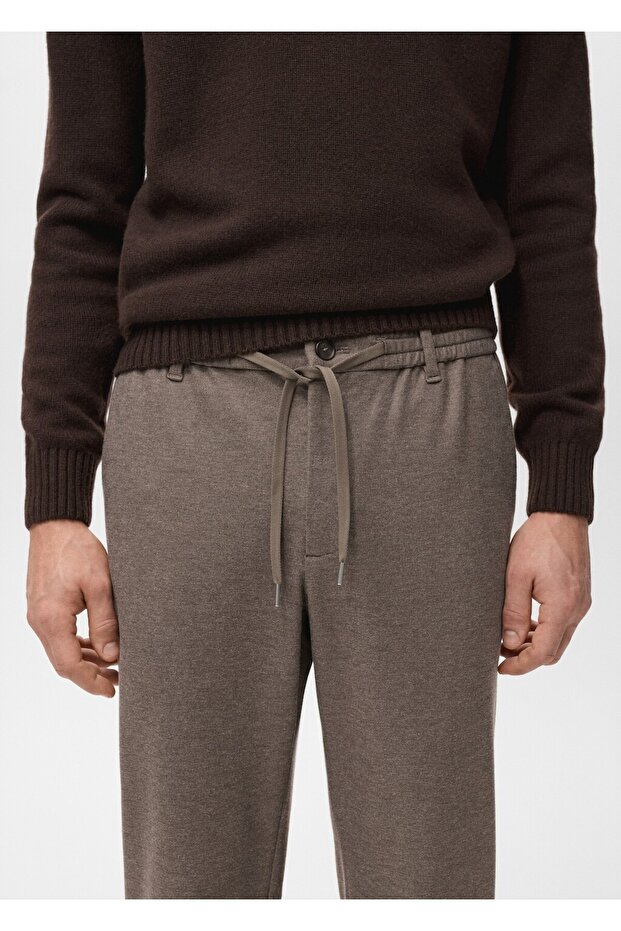 Slim fit flanel pantolon - 6