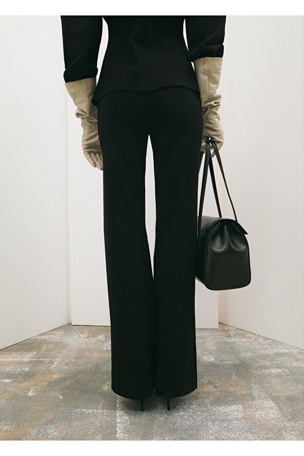 Yan yırtmaçlı triko pantolon - 4