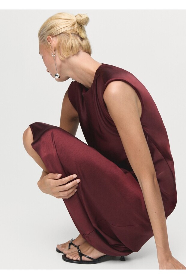 Saten dar kesim elbise - 7