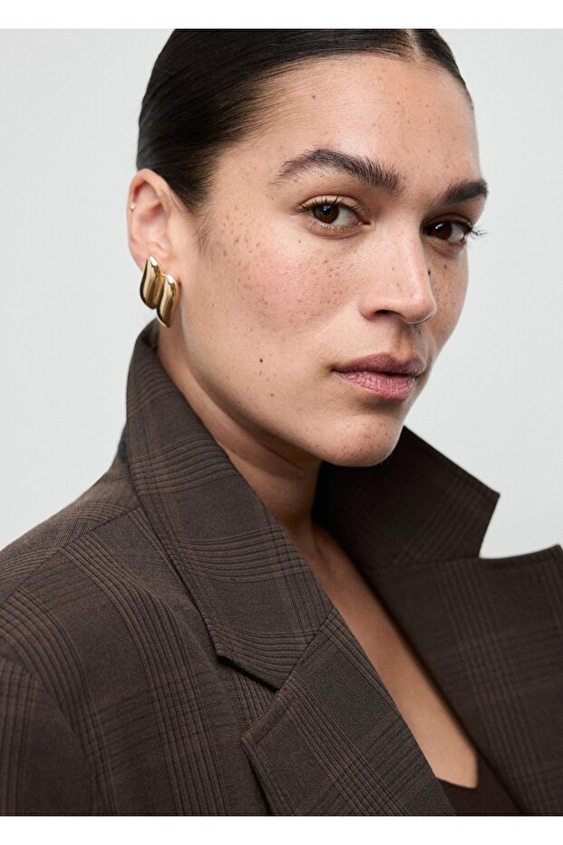 Kareli çift düğmeli blazer ceket - 8