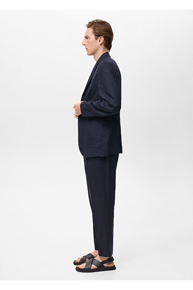 Slim fit keten blazer ceket - 6