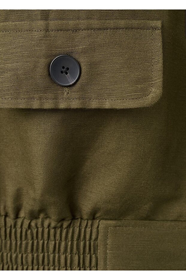 Keten karışımlı düğmeli ceket - 5