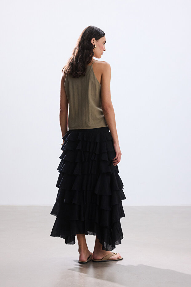 SİYAH KATLI ROMANTİK ETEK - 8