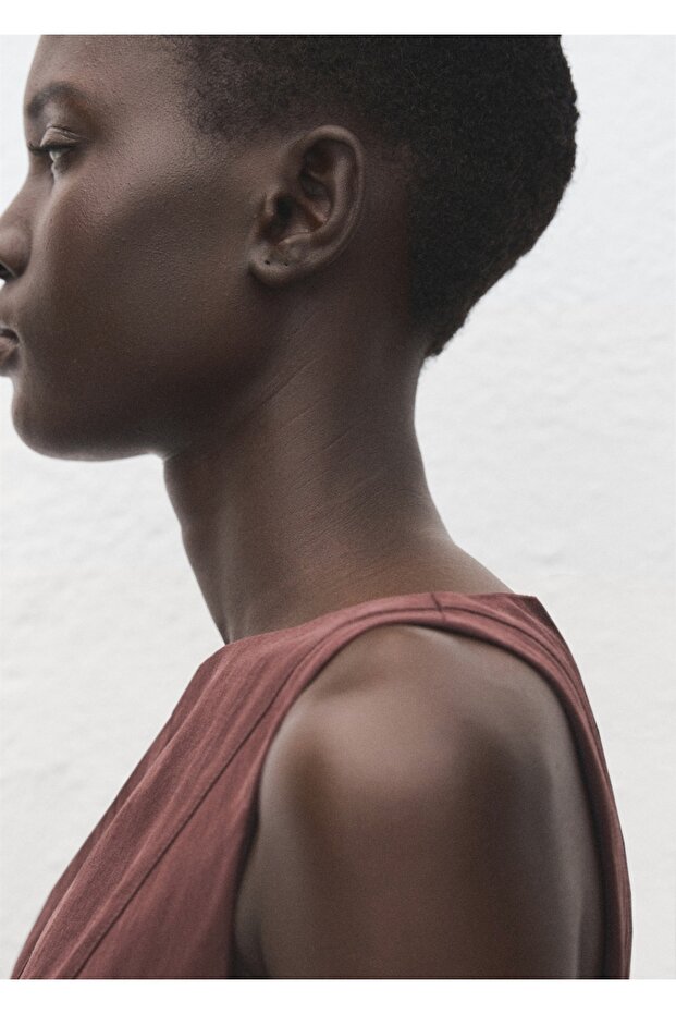 Lyocell dikiş detaylı elbise - 6