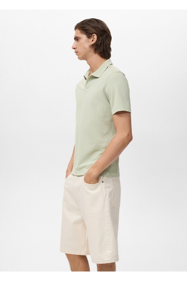 Pamuklu pike polo gömlek - 7