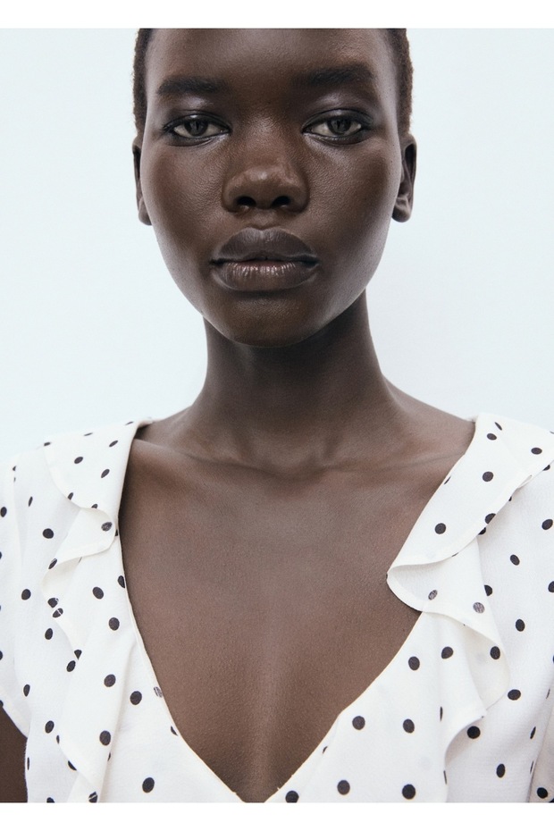 Fırfırlı puantiyeli bluz - 6