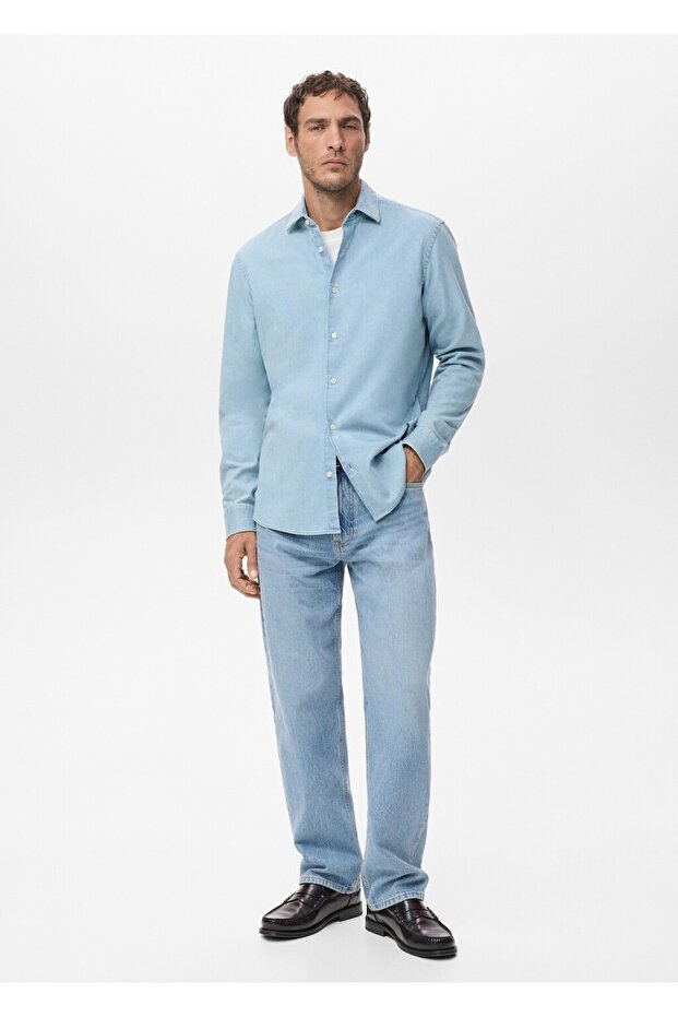%100 pamuklu denim gömlek - 2