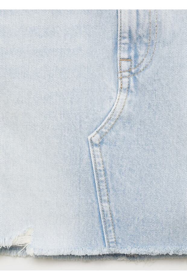 Uçları dikişsiz denim etek - 5