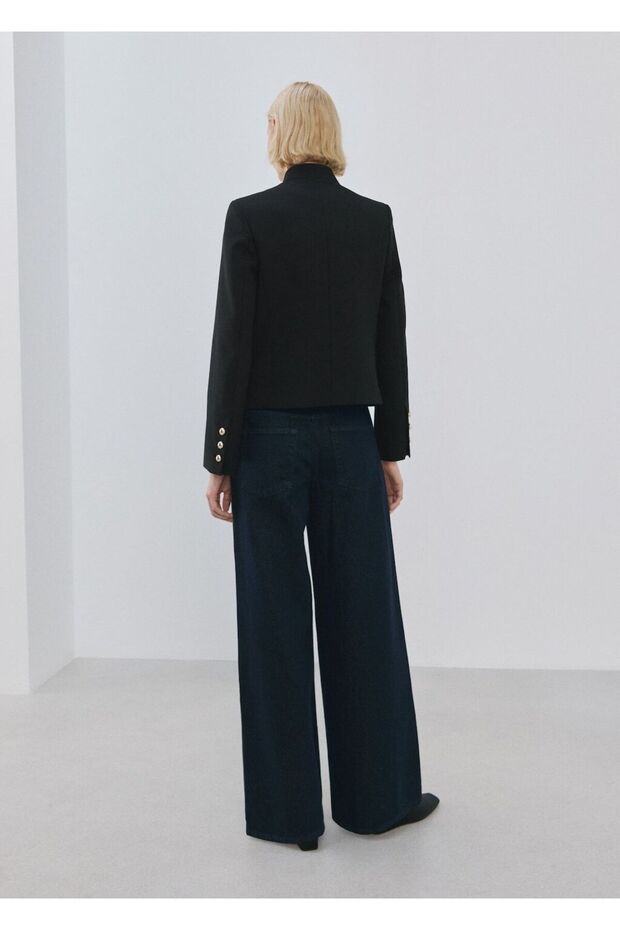 Mücevher düğmeli hakim yakalı ceket - 4