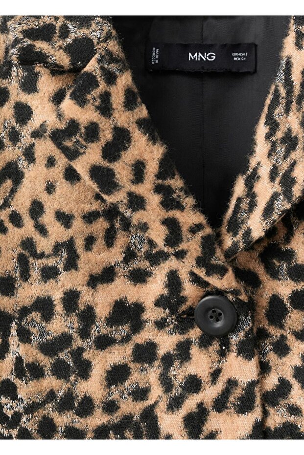 Leopar desenli düğmeli ceket - 7