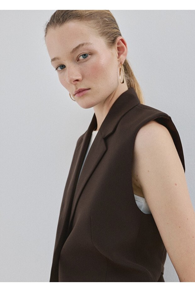 Klapalı kumaş yelek - 6