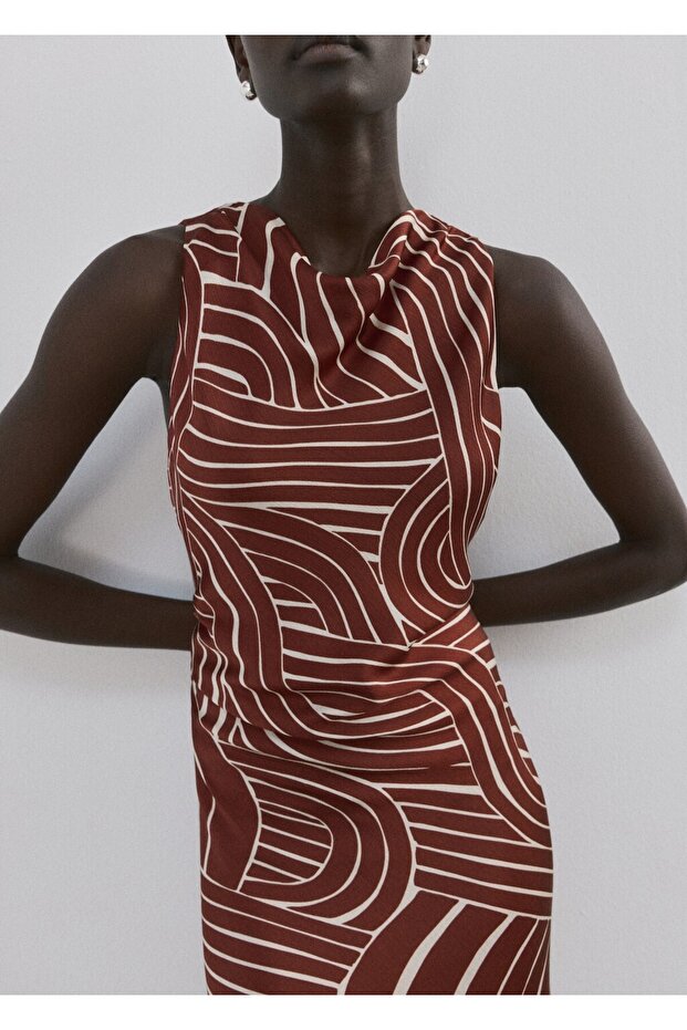 Geometrik desenli elbise - 1