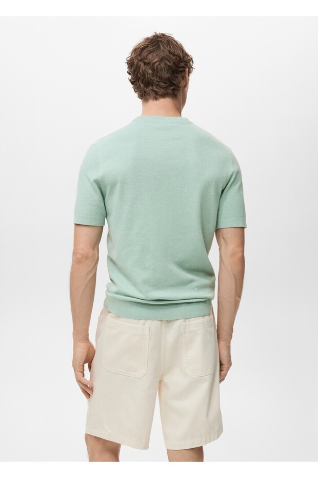 Pamuklu ince dokuma tişört - 4