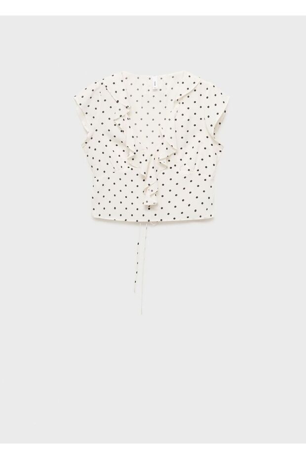 Fırfırlı puantiyeli bluz - 3