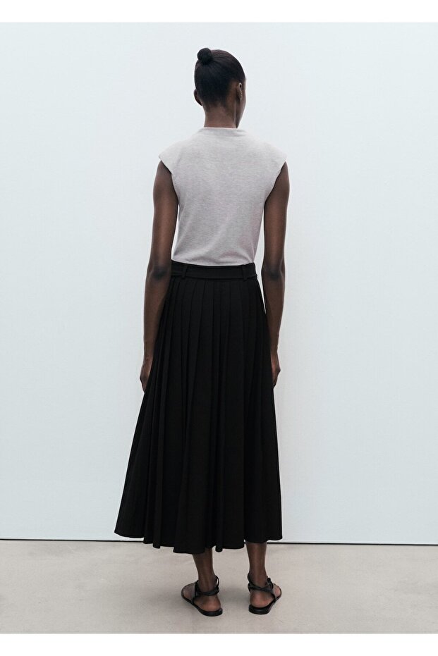 Kontrast kemerli elbise - 4