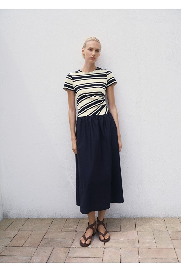 Karma çizgili elbise - 2