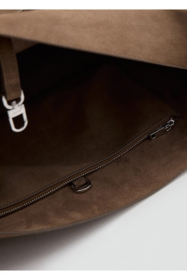 Süet deri shopper çanta - 4