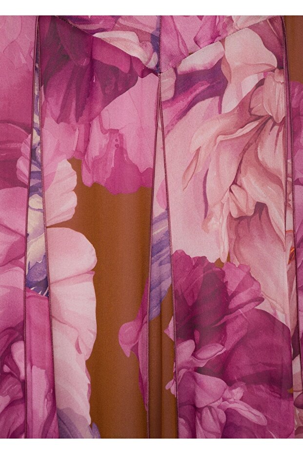 Çiçekli flare elbise - 7