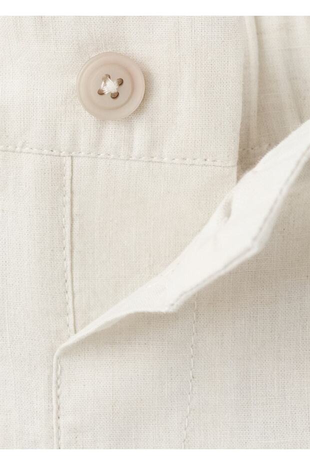 Keten karışımlı bermuda şort - 4