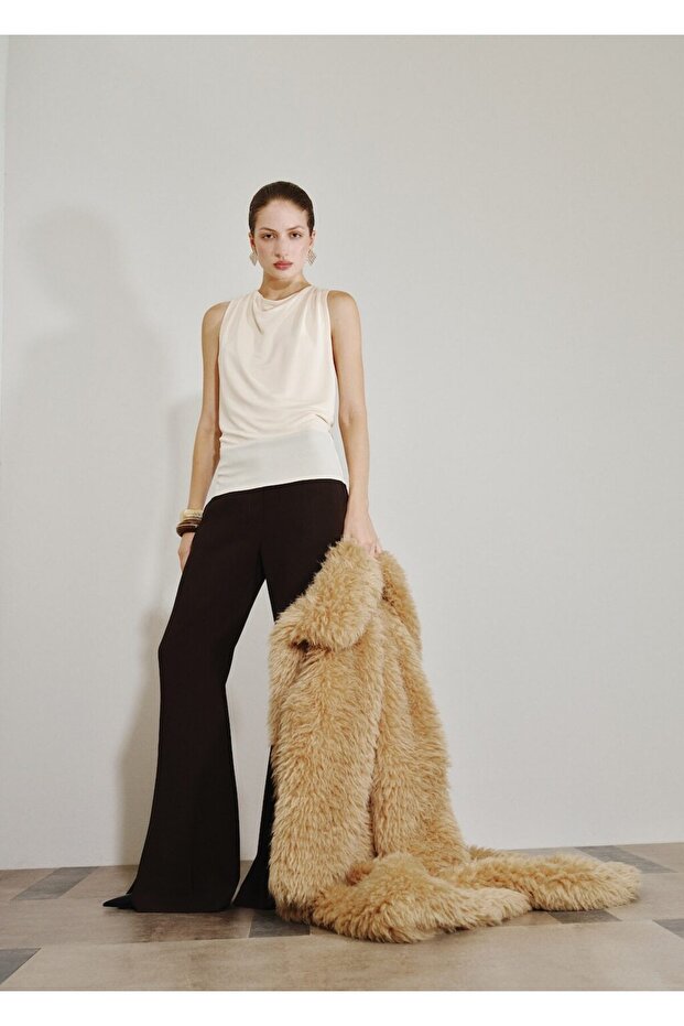 Metal detaylı drape bluz - 2