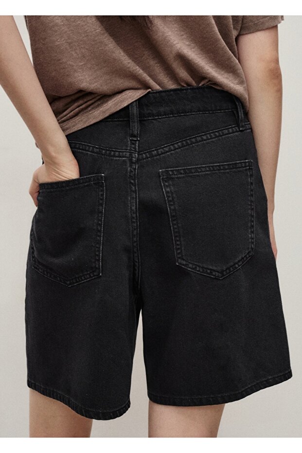 Pilili denim bermuda şort - 4