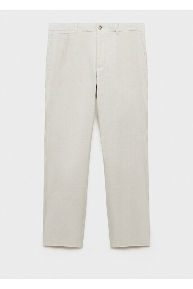 Slim fit %100 keten pantolon - 3