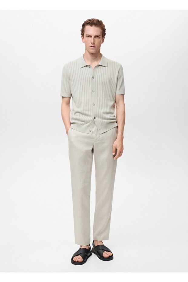 Slim fit %100 keten pantolon - 2