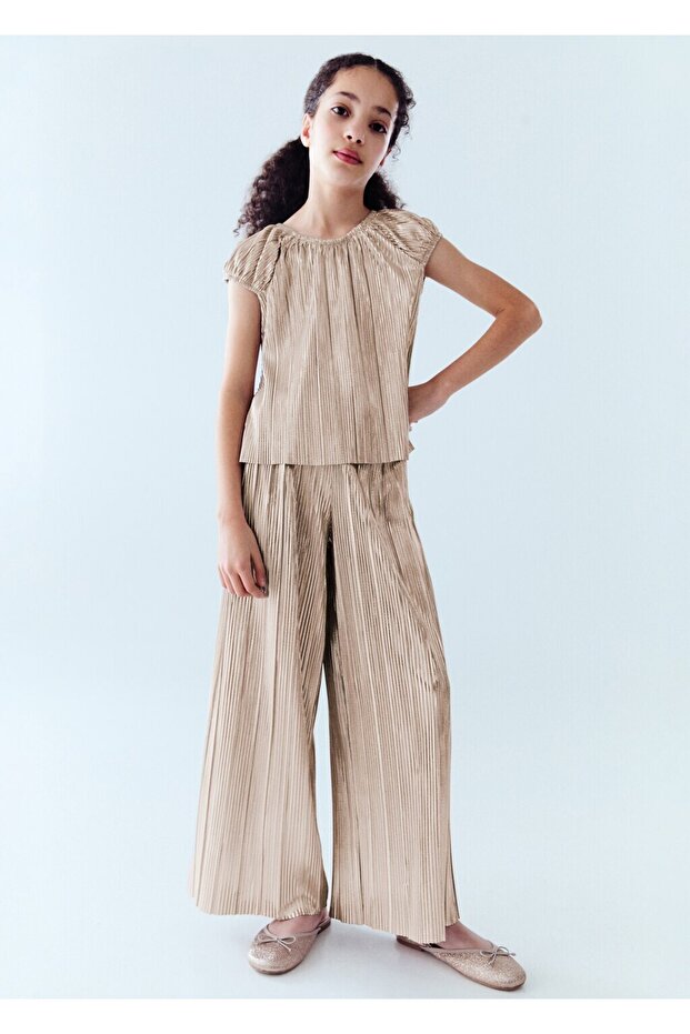 Pileli düz pantolon - 3