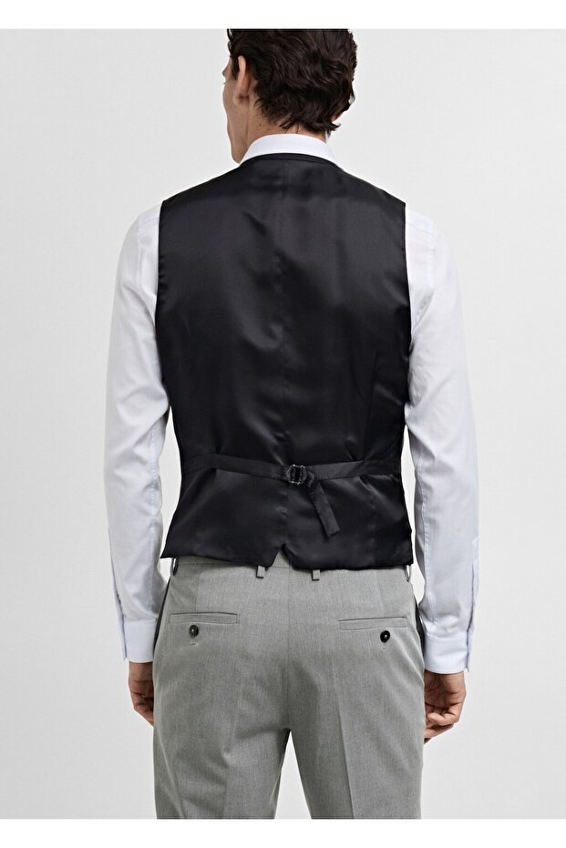 Paris super slim fit kumaş yelek - 4