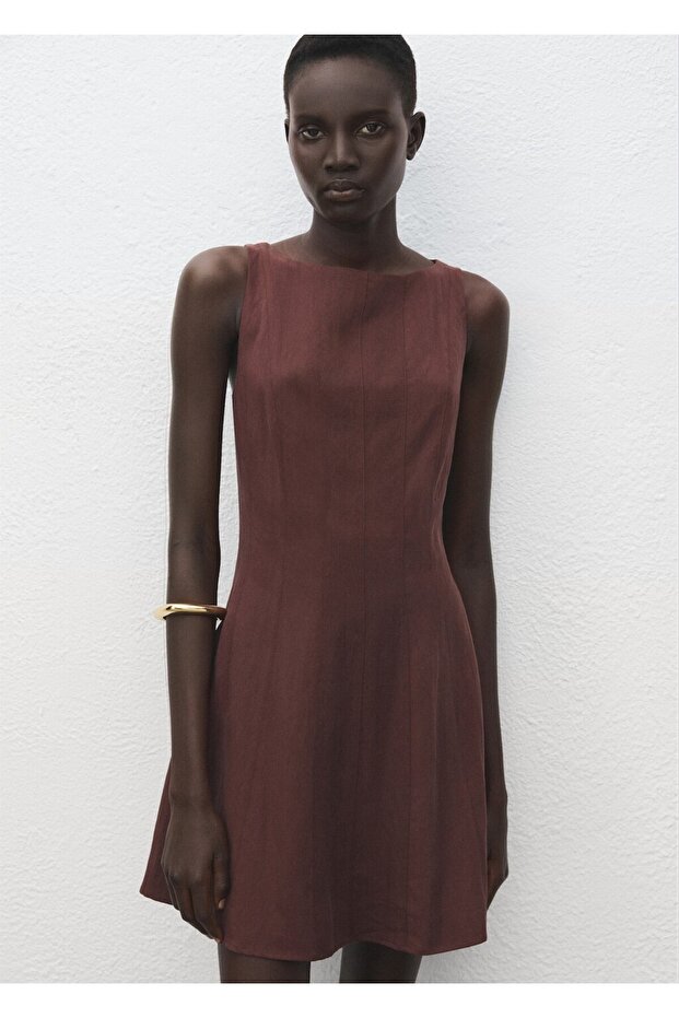 Lyocell dikiş detaylı elbise - 1