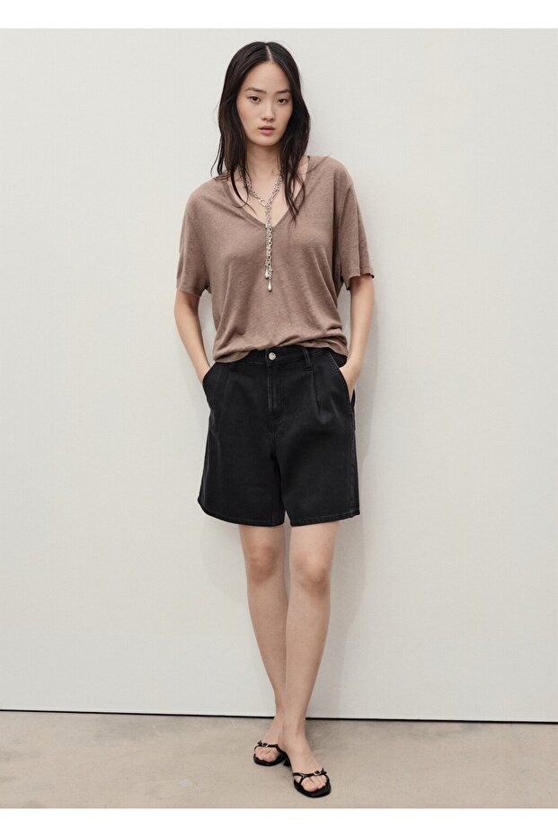 Pilili denim bermuda şort - 2