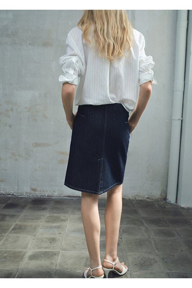 Midi boy denim etek - 4