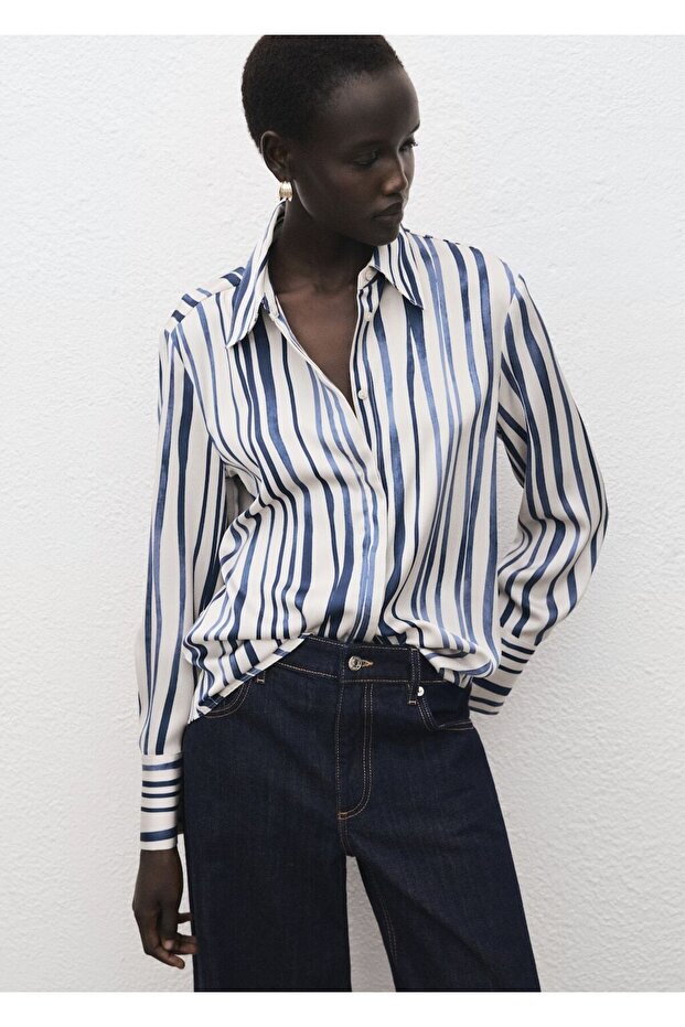 Dökümlü desenli gömlek - 1