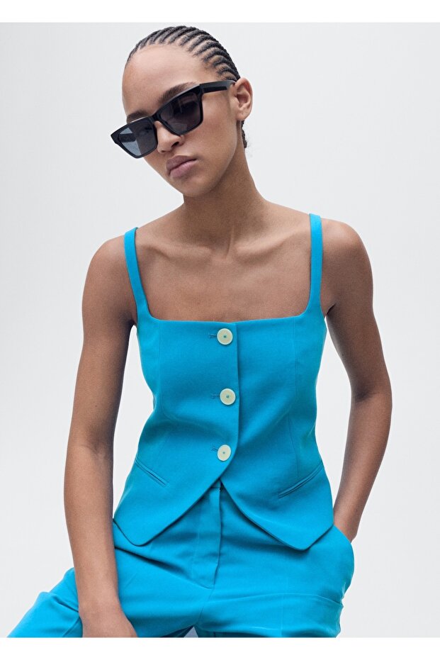 Arkası açık kumaş yelek - 1