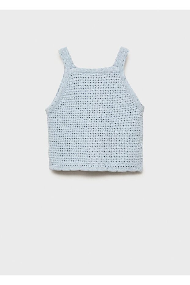 Düğmeli örgü bluz - 2