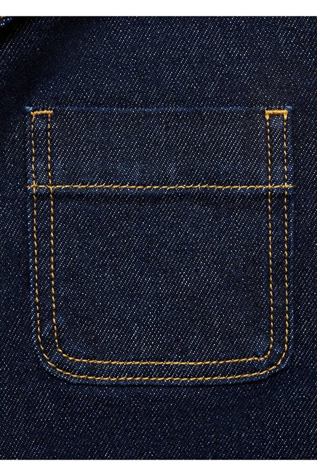 Dar kesim cepli denim ceket - 5