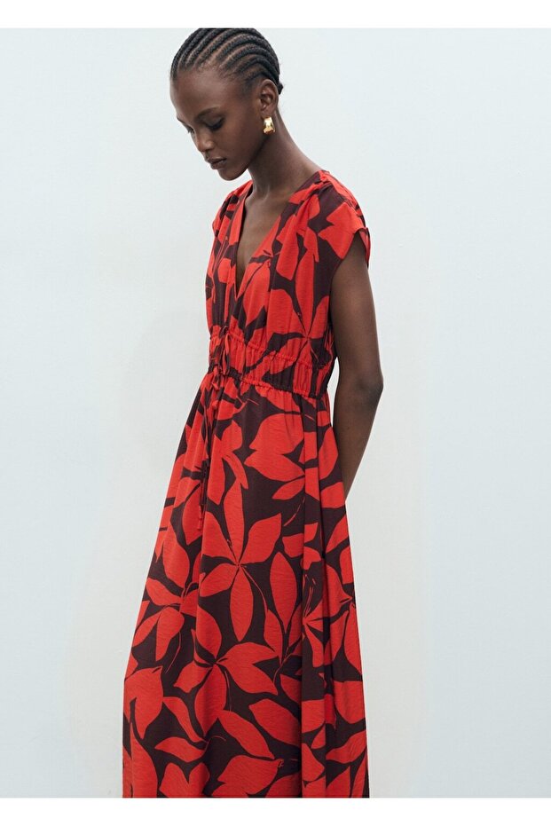 Desenli uzun elbise - 1