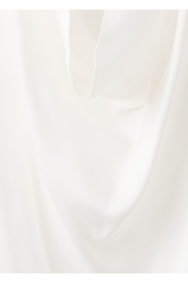 Drape yakalı saten bluz - 5