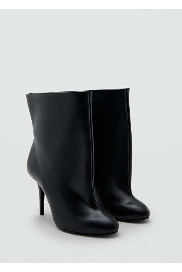 Geniş konçlu deri topuklu bot - 1