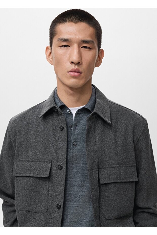 Cepli yün gömlek ceket - 6