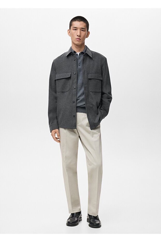 Cepli yün gömlek ceket - 2