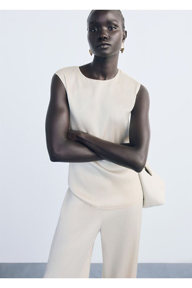 Pileli triko bluz - 1