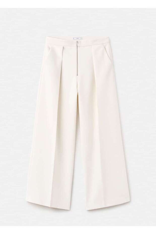 Pileli fermuarlı pantolon - 3