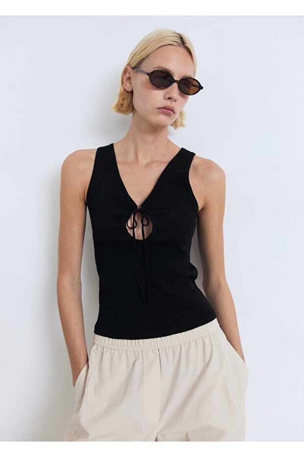 Fiyonklu dokuma bluz - 7