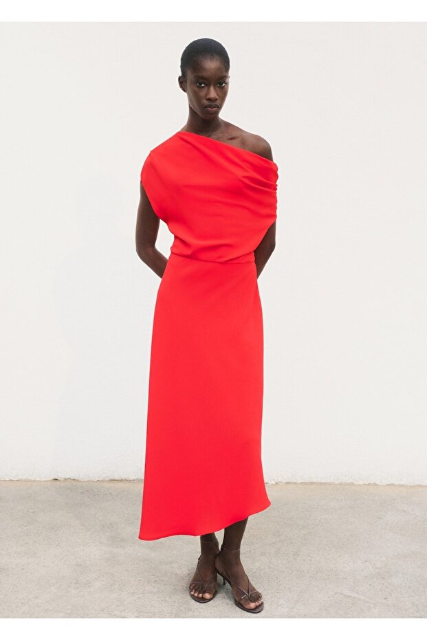 Asimetrik midi elbise - 2