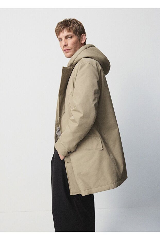 Su itici kapüşonlu kapitone parka - 8