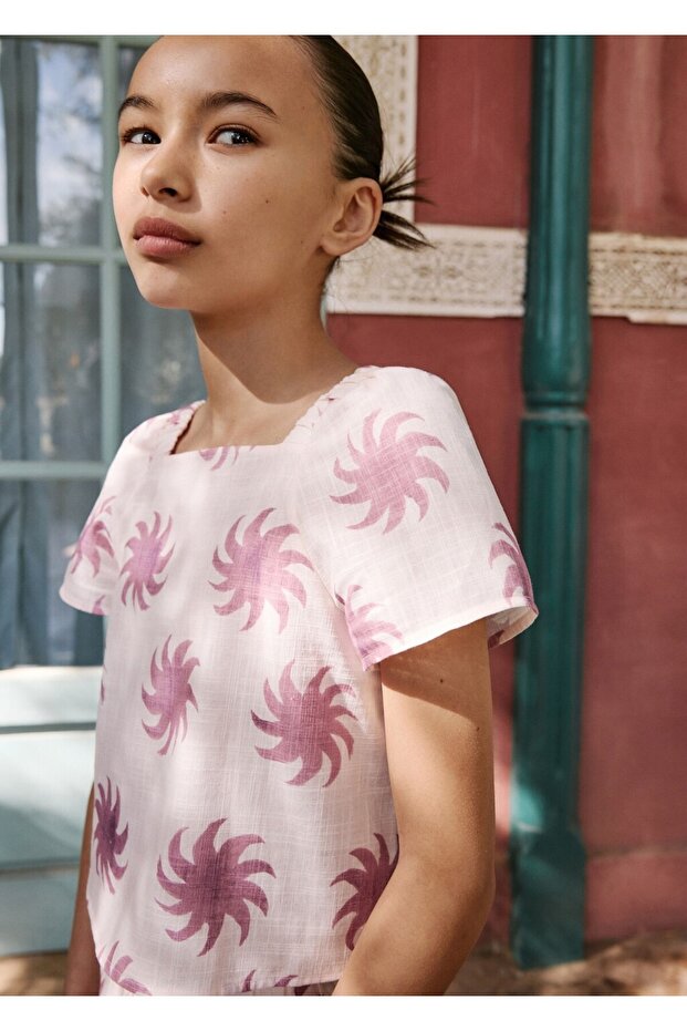 Gemusterte Crop-Bluse - 7