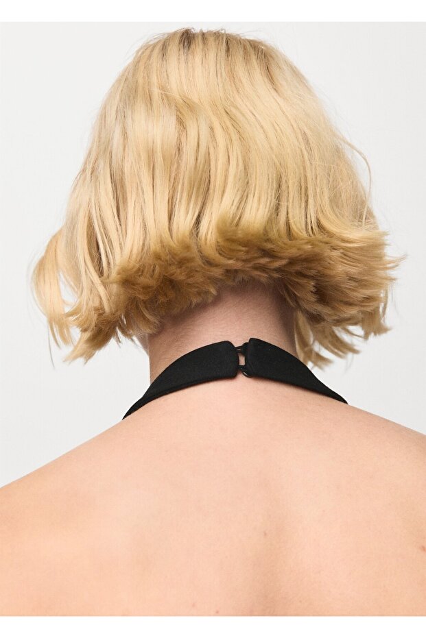 Halter yaka düğmeli yelek - 6