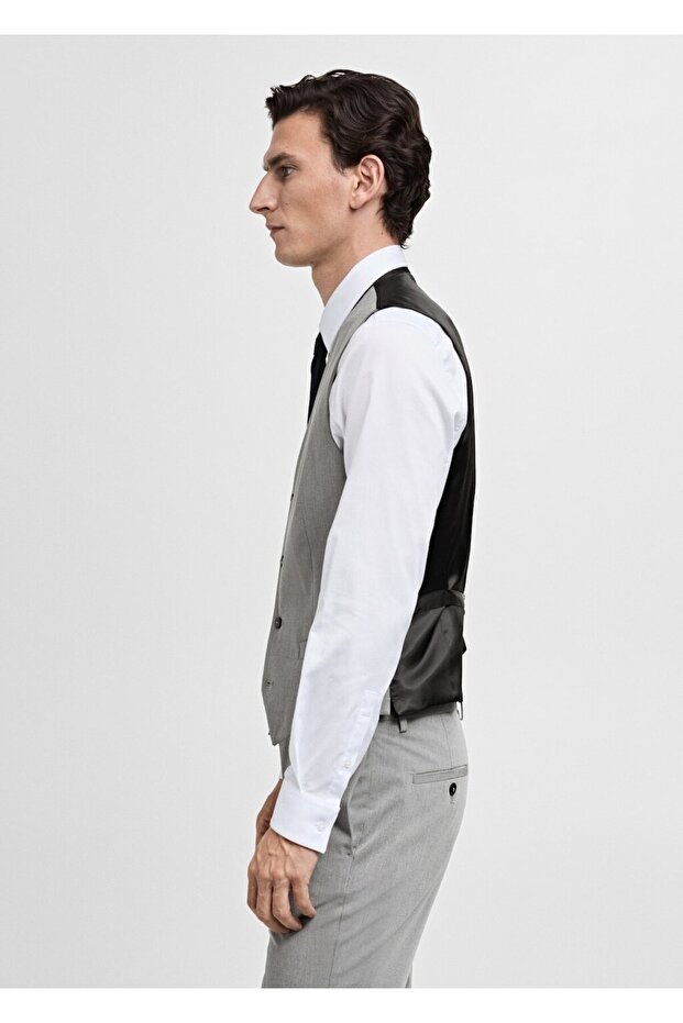 Paris super slim fit kumaş yelek - 7