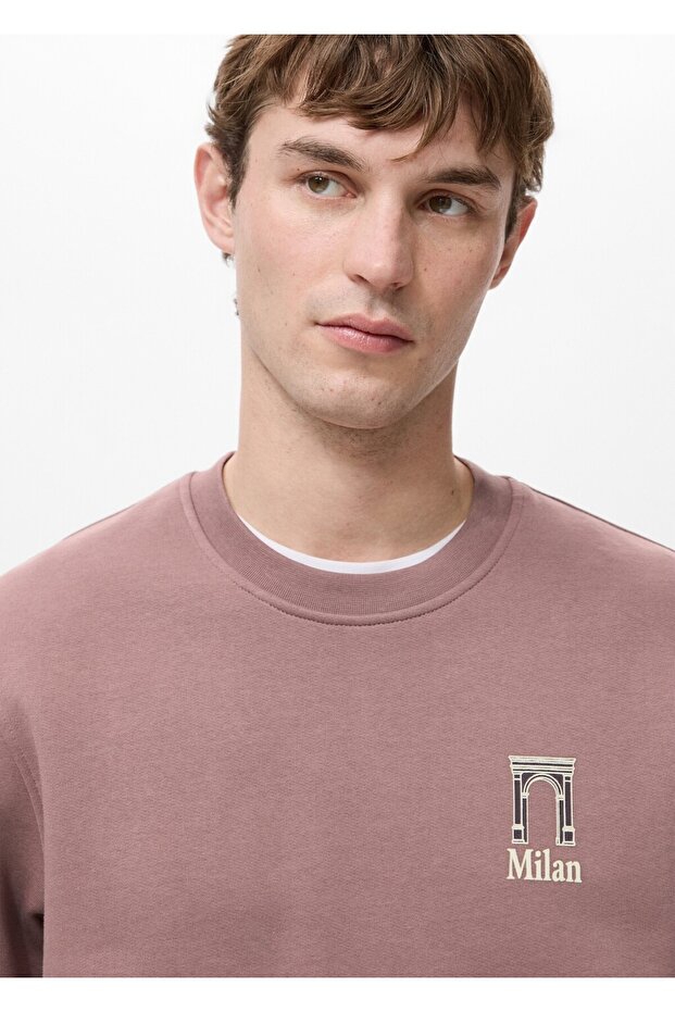 Desenli pamuklu sweatshirt - 6